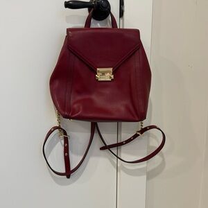 Michael Kors Elegant Burgundy Leather Backpack